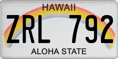 HI license plate ZRL792