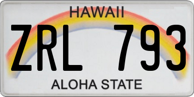 HI license plate ZRL793