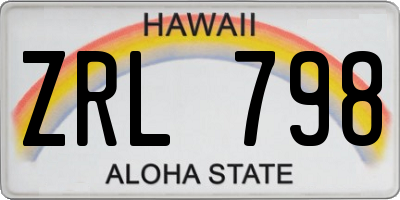 HI license plate ZRL798