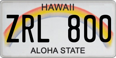 HI license plate ZRL800