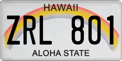 HI license plate ZRL801