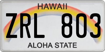 HI license plate ZRL803
