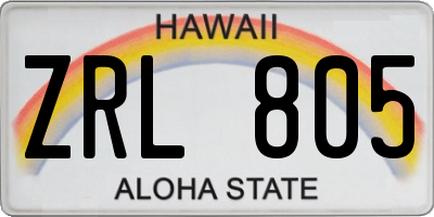 HI license plate ZRL805