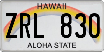 HI license plate ZRL830