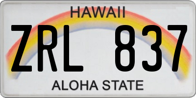 HI license plate ZRL837