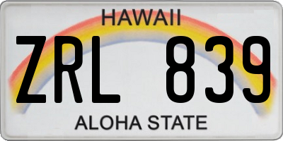 HI license plate ZRL839