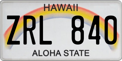 HI license plate ZRL840
