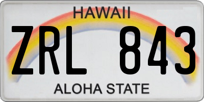 HI license plate ZRL843