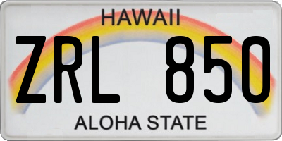 HI license plate ZRL850