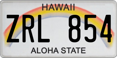 HI license plate ZRL854