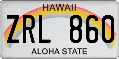 HI license plate ZRL860