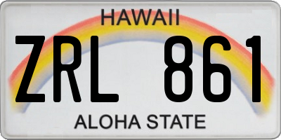 HI license plate ZRL861