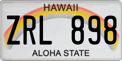HI license plate ZRL898