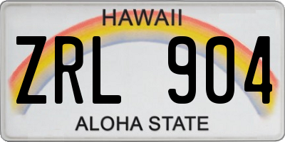 HI license plate ZRL904