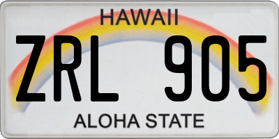 HI license plate ZRL905