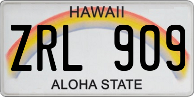 HI license plate ZRL909