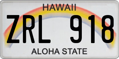 HI license plate ZRL918