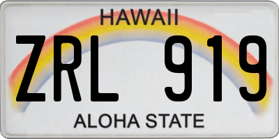 HI license plate ZRL919