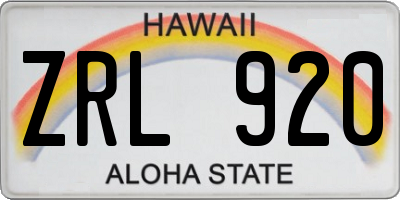 HI license plate ZRL920