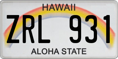 HI license plate ZRL931