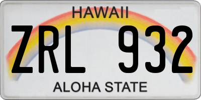 HI license plate ZRL932