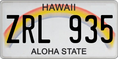 HI license plate ZRL935