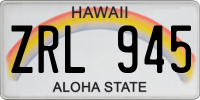 HI license plate ZRL945