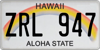 HI license plate ZRL947