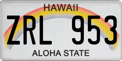 HI license plate ZRL953