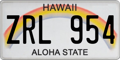 HI license plate ZRL954