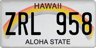 HI license plate ZRL958