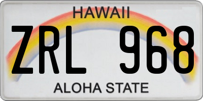 HI license plate ZRL968