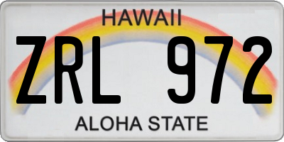 HI license plate ZRL972