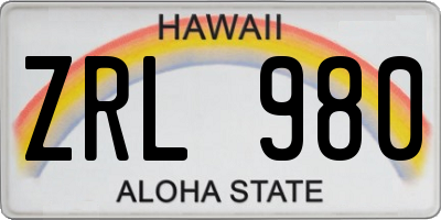HI license plate ZRL980