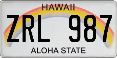HI license plate ZRL987