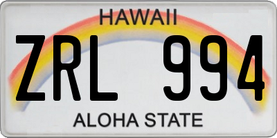 HI license plate ZRL994