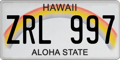 HI license plate ZRL997