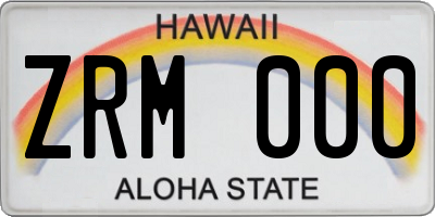 HI license plate ZRM000