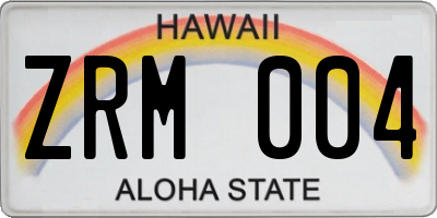HI license plate ZRM004