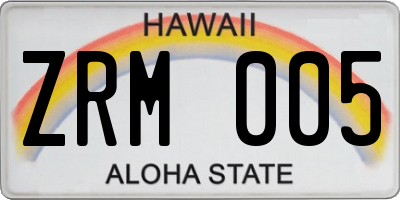 HI license plate ZRM005