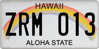 HI license plate ZRM013