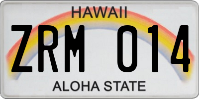 HI license plate ZRM014