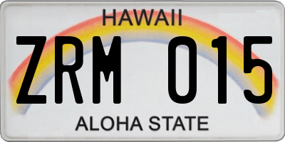 HI license plate ZRM015