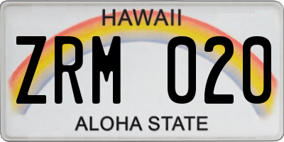 HI license plate ZRM020