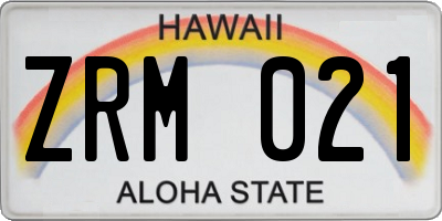 HI license plate ZRM021