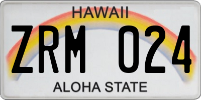HI license plate ZRM024