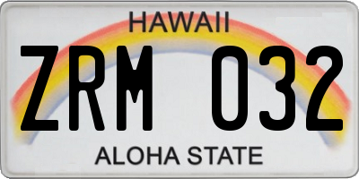 HI license plate ZRM032