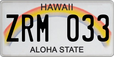 HI license plate ZRM033