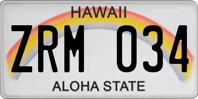 HI license plate ZRM034