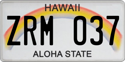 HI license plate ZRM037